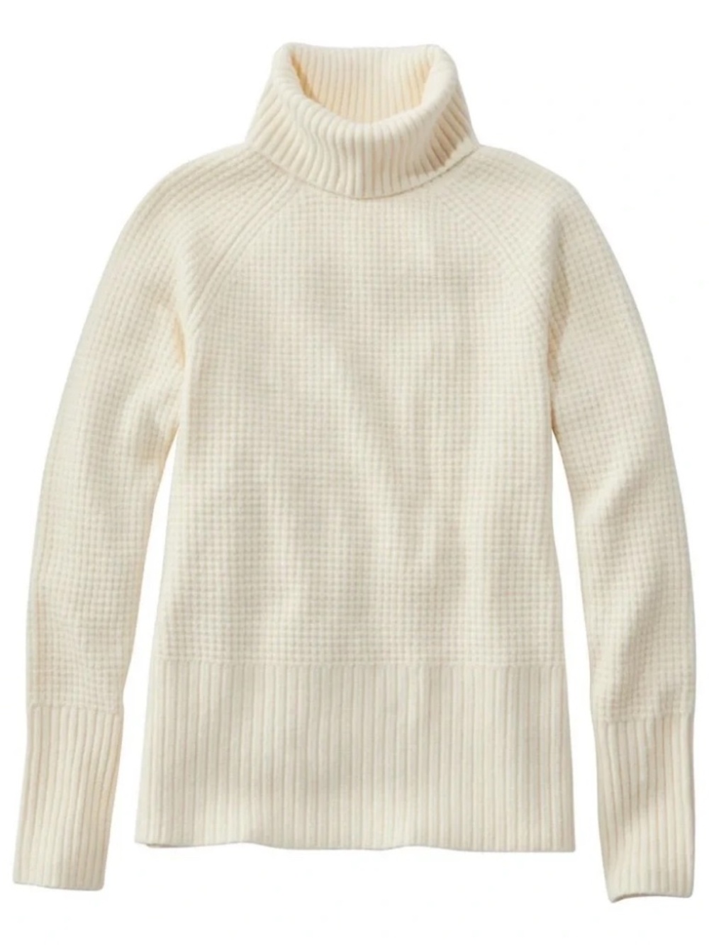L.L. Bean NWT Women's 'SuperSoft Waffle Sweater Turtleneck' in Cream